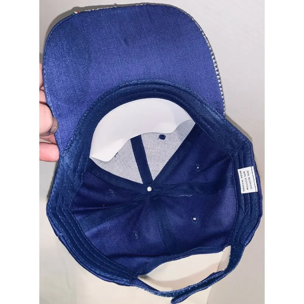 Italia Unisex Blue Cap Hat 3-D Embroidery Flag Adjustable Hook Loop Never Worn